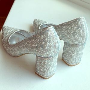 White Wedding Sparkle Shiny Party Cocteyl Shoes